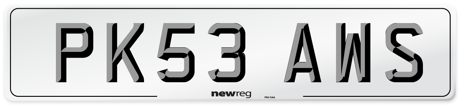 PK53 AWS Number Plate from New Reg